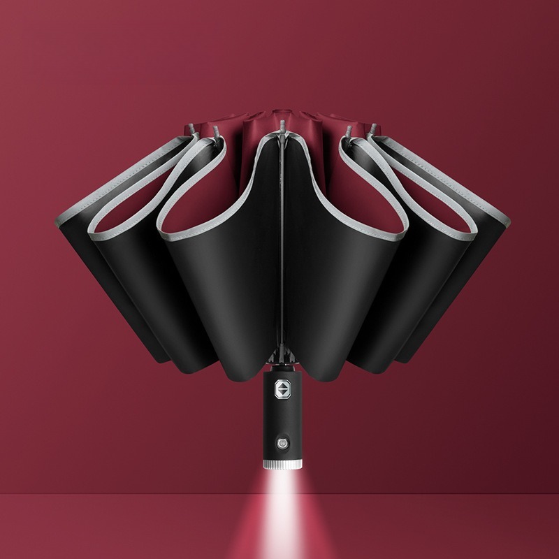 Automatic Car Sunshade - Fully Automatic Flashlight Advertising Umbrella Black
