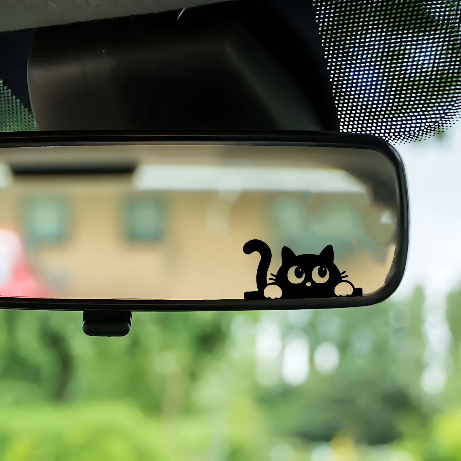 Car Accessories Xmas - Cute Cat Car Rearview Mirror Sticker