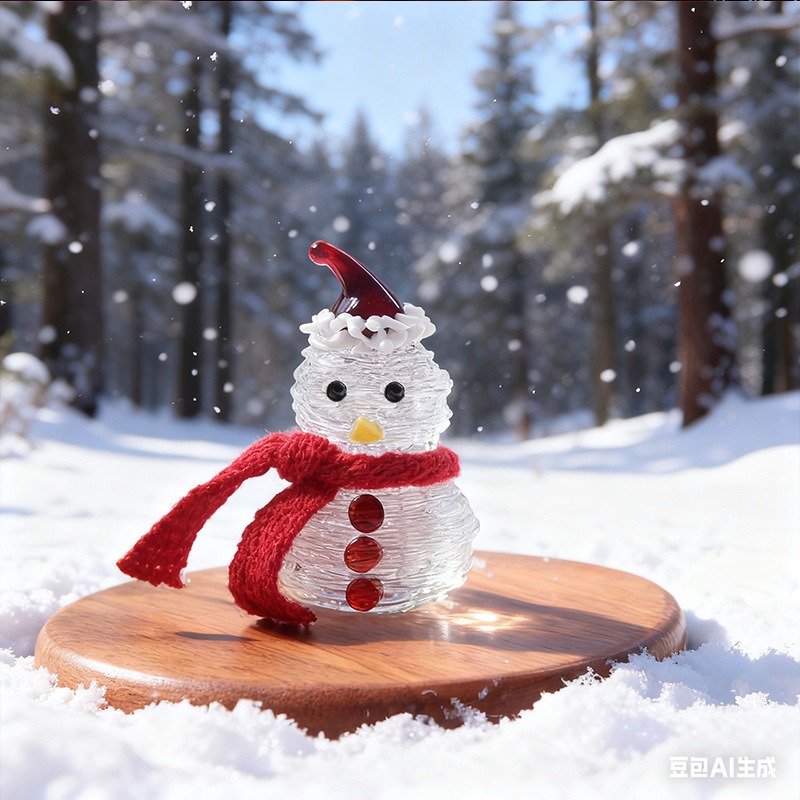 Car Accessories Xmas Gifts - Handcrafted Glass Christmas Tree Snowman Figurines
