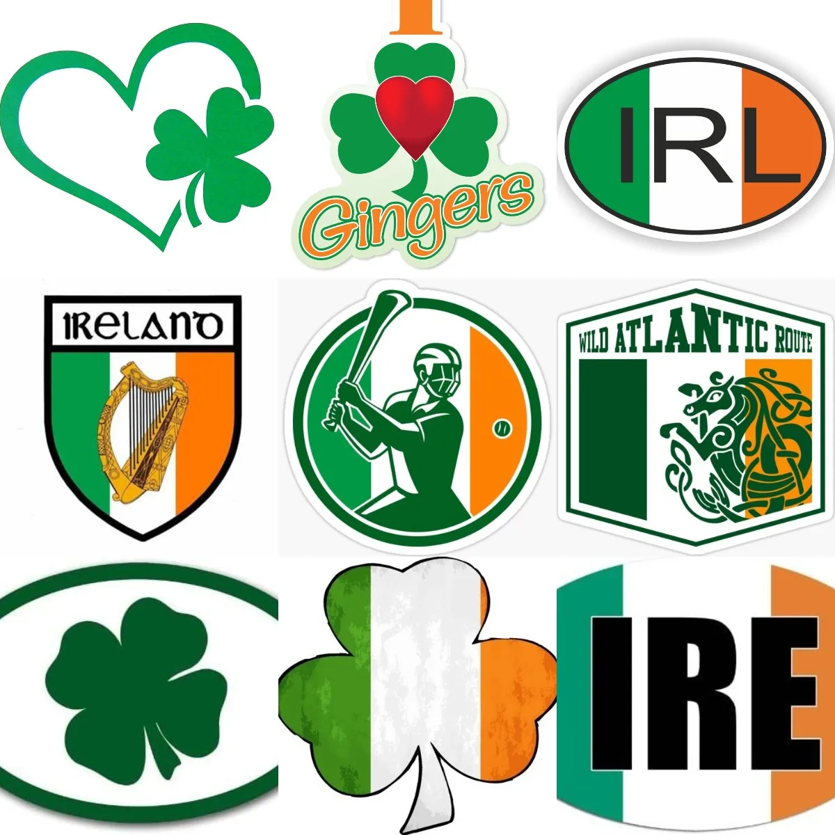 Car Accessories Ireland - Ireland Flag Luck Clover Harp PVC