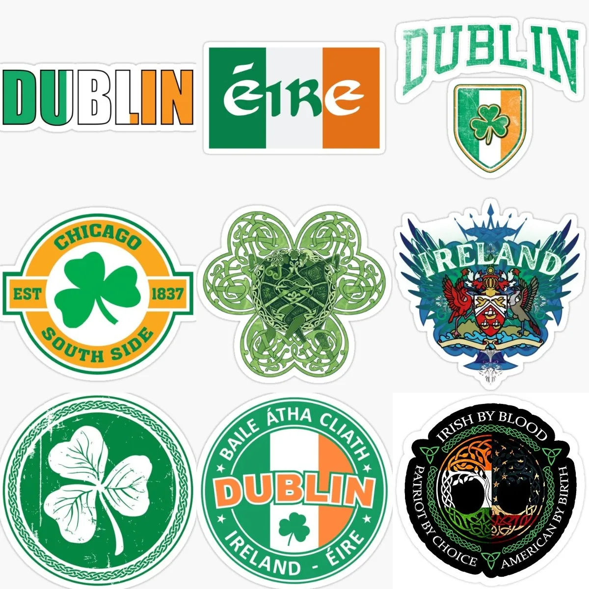 Car Accessories Ireland - Ireland Flag Luck Clover Badge Sticker