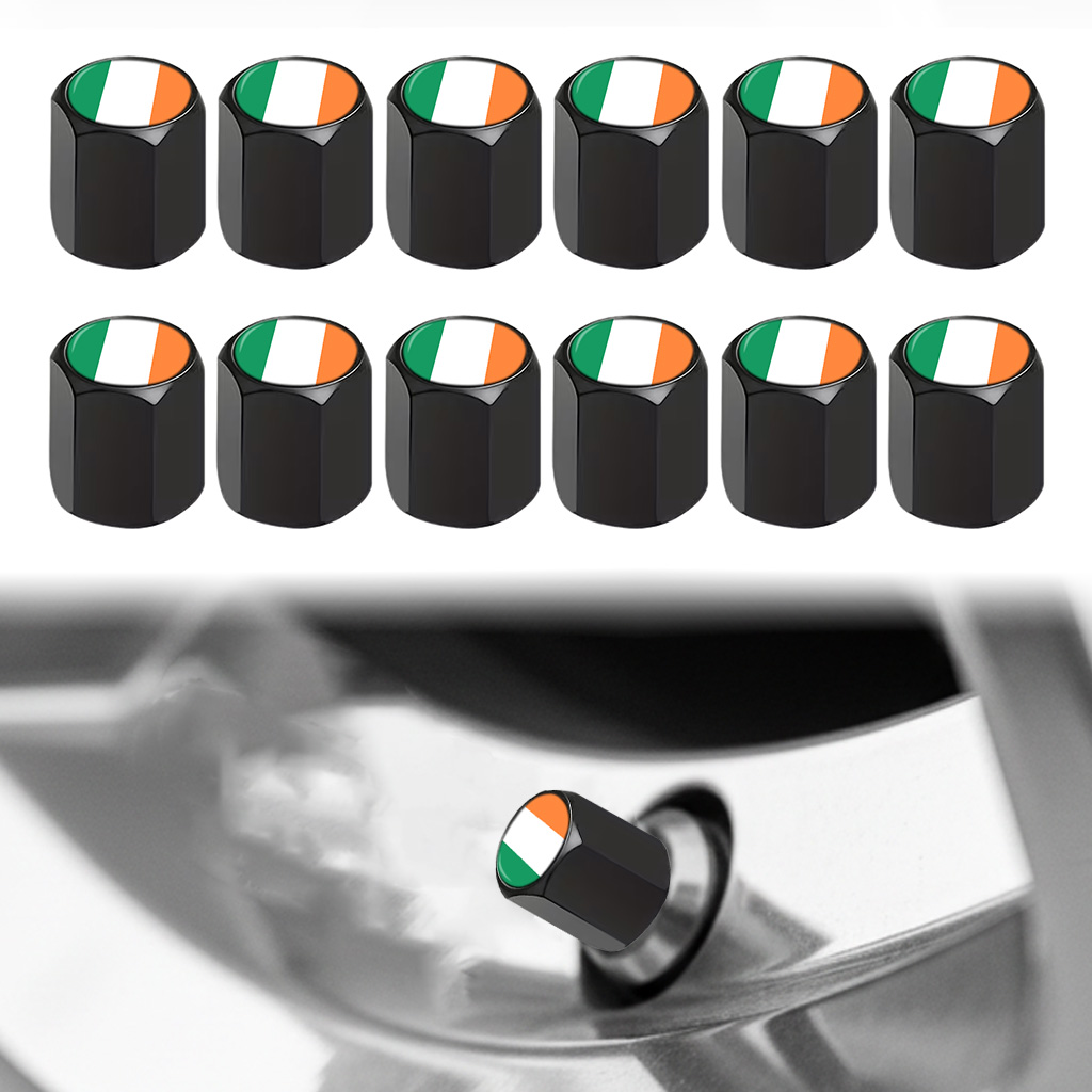 Car Accessories Ireland - 12Pcs Ireland Flag Valve Stem Caps