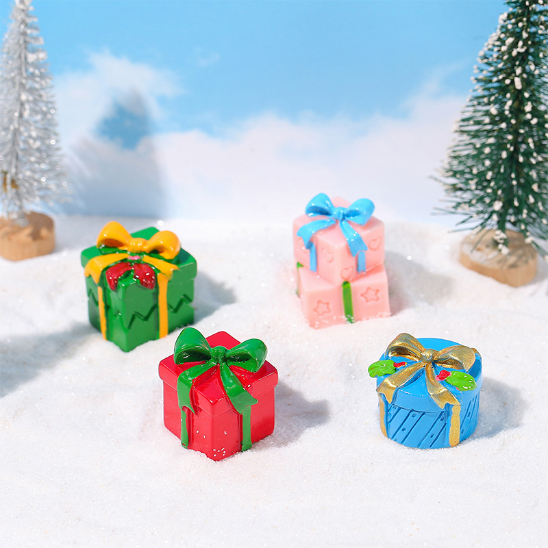Car Accessories Xmas Gifts - 1Pc Mini Christmas Gift Box Resin
