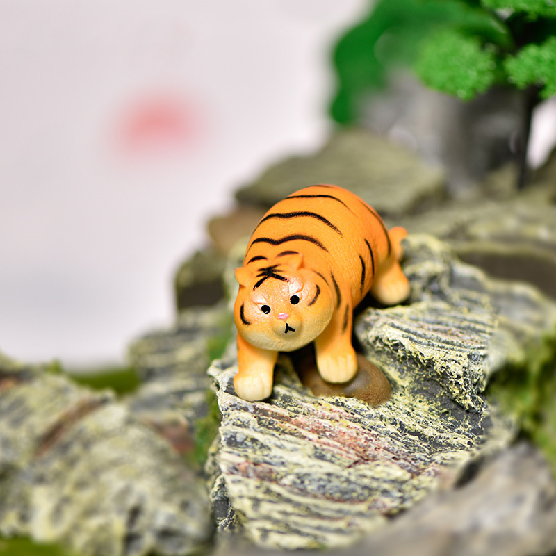 Car Accessories Xmas - Walking Tiger Miniature Figurine Cartoon Animal