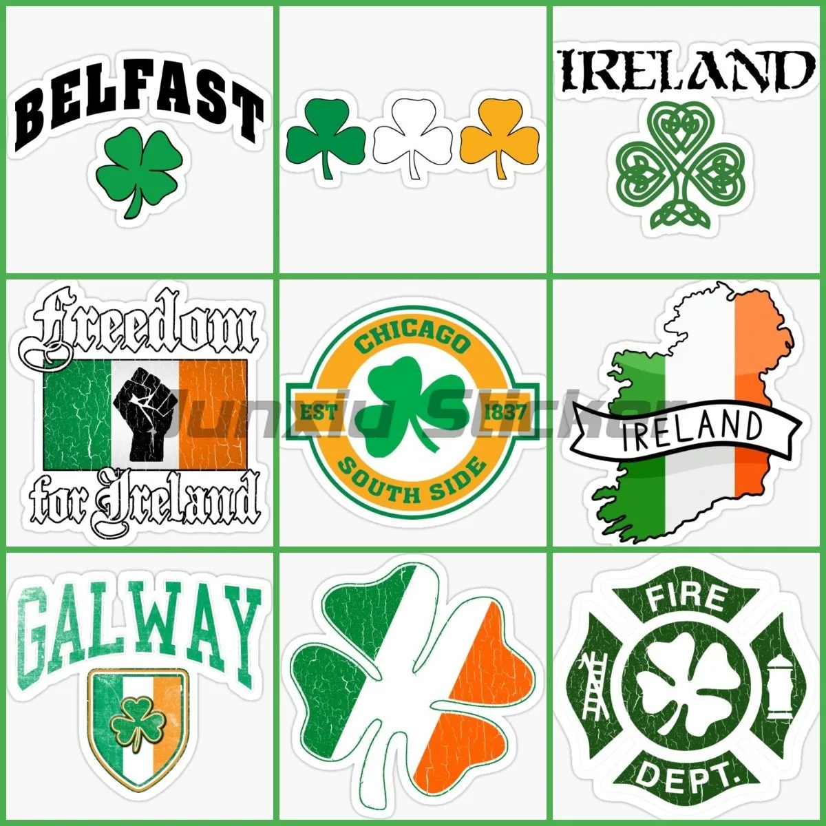 Car Accessories Ireland - IRL Ireland Flag Map Four Leaf