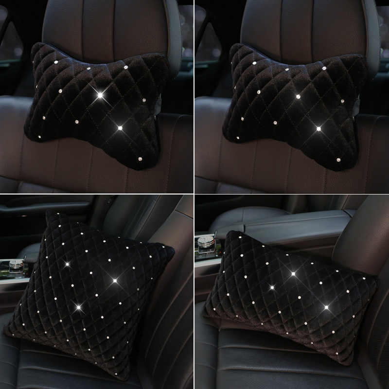 Car Accessories For Winter - Bling Rhinestone Car Neck Pillow Winter