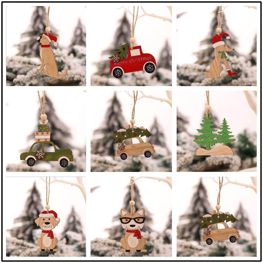 8 PCS christmas pendant  woode - огляд і ціна Car Accessories Xmas Gifts