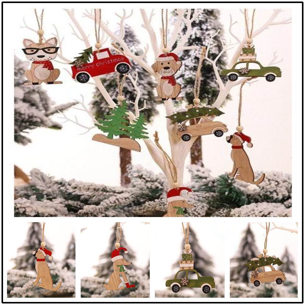 8 PCS christmas pendant  woode - огляд і ціна Car Accessories Xmas Gifts