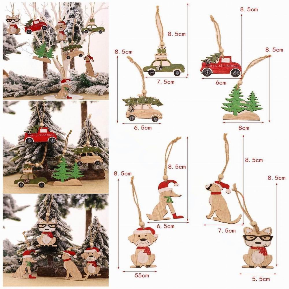 8 PCS christmas pendant  woode - огляд і ціна Car Accessories Xmas Gifts
